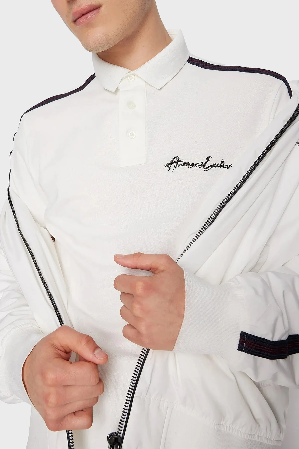 Armani Exchange Pamuklu Regular Fit Düğmeli Erkek Polo Yaka T Shirt 6RZFLD ZJYCZ 1116 BEYAZ - 3