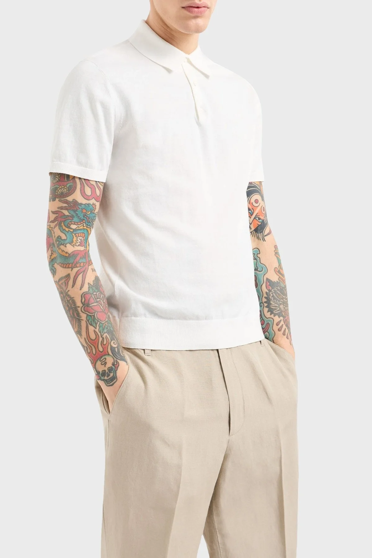 Armani Exchange Pamuklu Regular Fit Düğmeli Erkek Polo Yaka T Shirt 8NZF5D ZM3JZ 1116 BEYAZ - 7