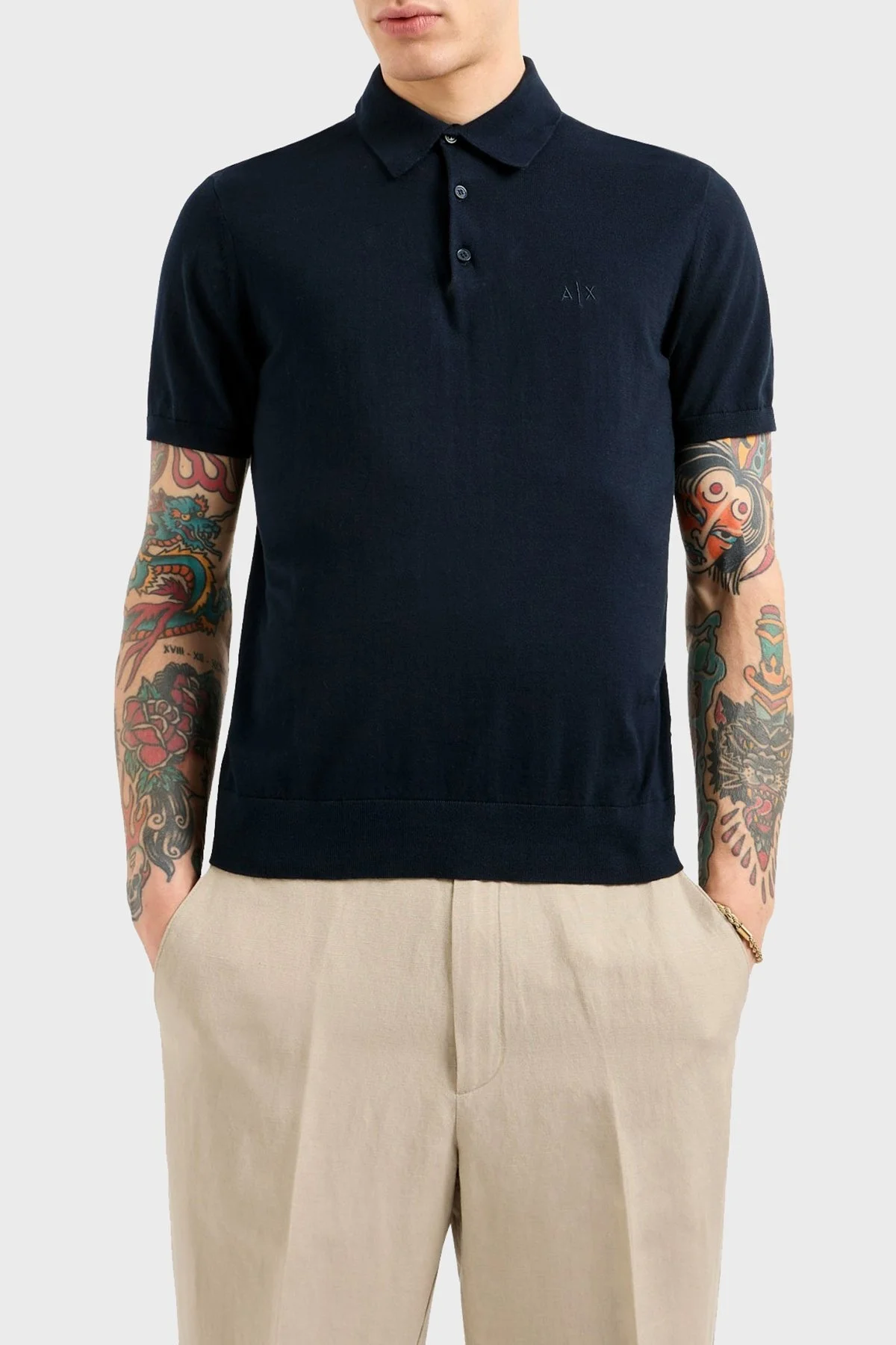 Armani Exchange Pamuklu Regular Fit Düğmeli Erkek Polo Yaka T Shirt 8NZF5D ZM3JZ 1510 LACİVERT - 5