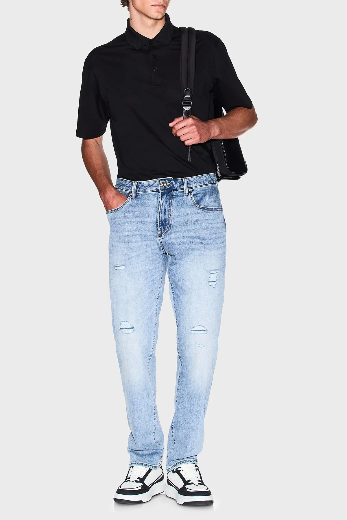 Armani Exchange Pamuklu Regular Fit Düğmeli Erkek Polo Yaka T Shirt XM000484 AF10364 UC001 SİYAH - 7