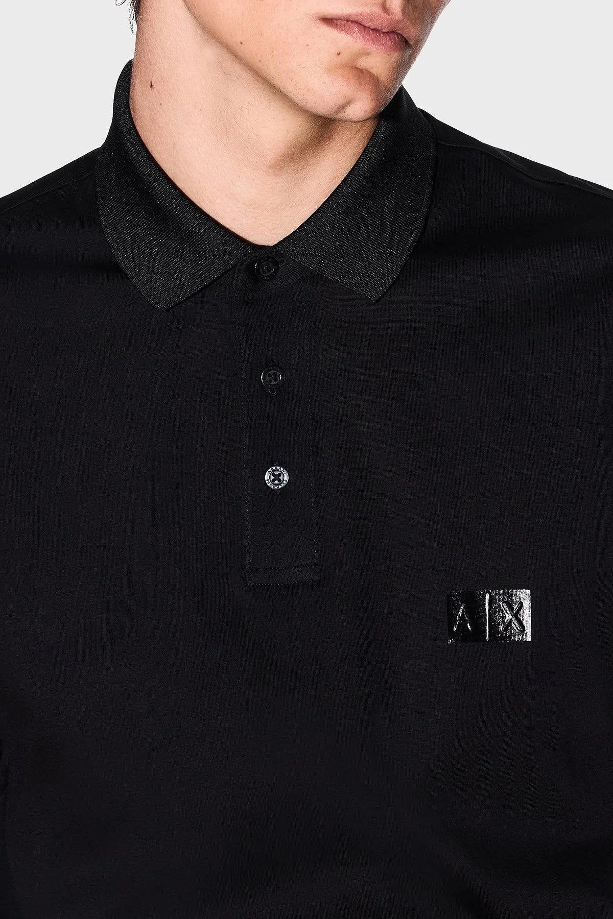 Armani Exchange Pamuklu Regular Fit Düğmeli Erkek Polo Yaka T Shirt XM000484 AF10364 UC001 SİYAH - 9