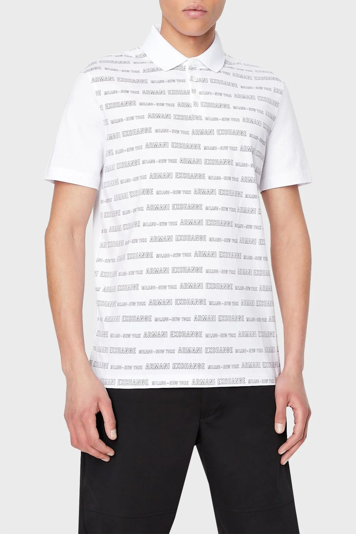 Armani Exchange Pamuklu Regular Fit Düğmeli T Shirt Erkek Polo 3LZFMW ZJH4Z 41AP BEYAZ - 1