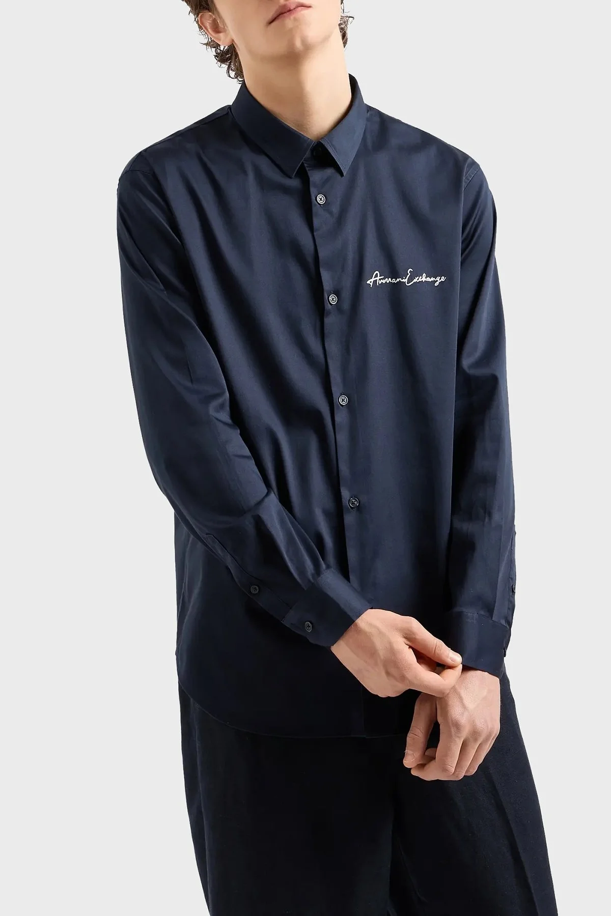 Armani Exchange Pamuklu Regular Fit Erkek Gömlek 8NZC99 ZN10Z 1510 LACİVERT - 1
