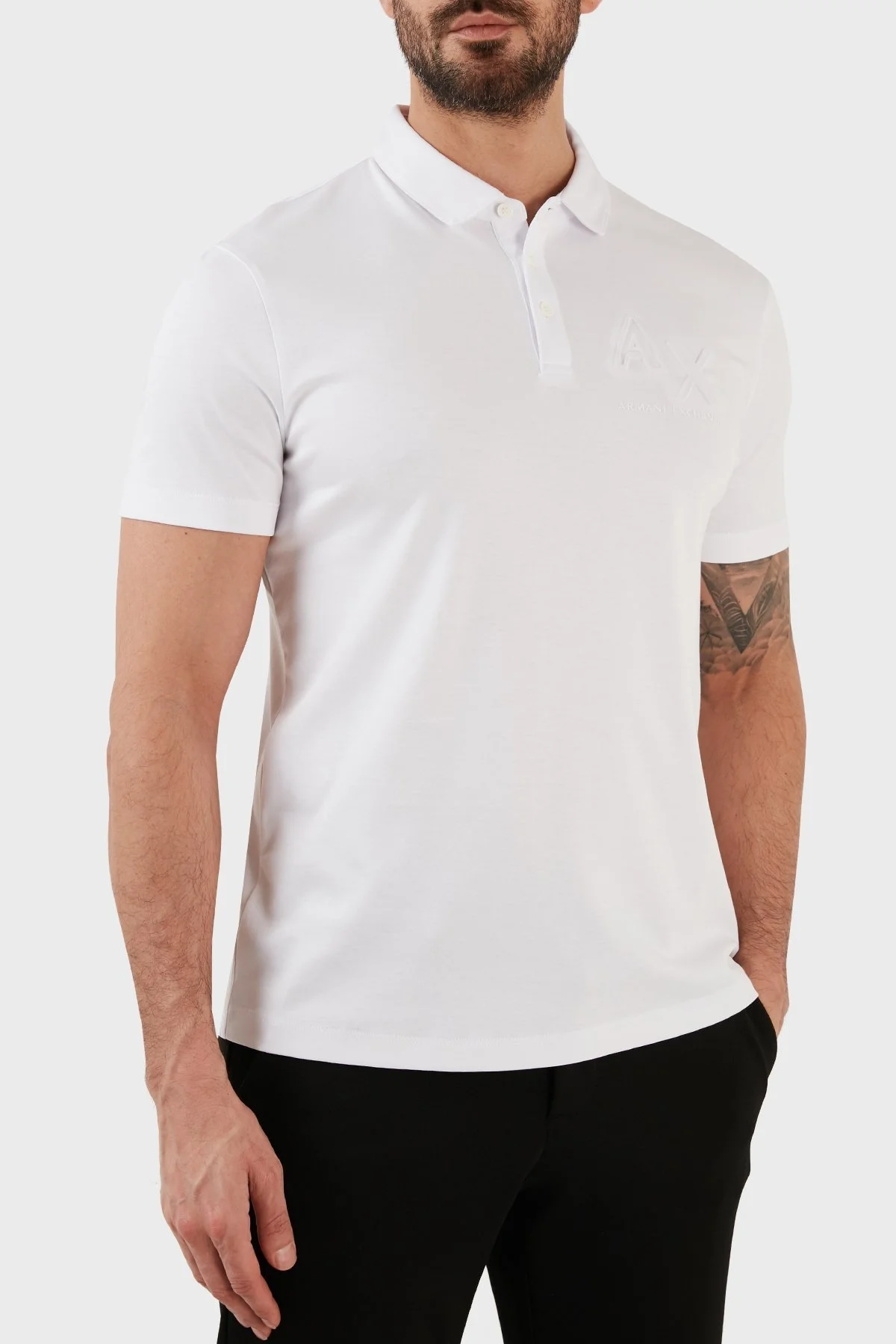Armani Exchange Pamuklu Regular Fit Polo T Shirt Erkek Polo Yaka T Shirt 3RZFHE ZJZEZ 1100 BEYAZ - 6