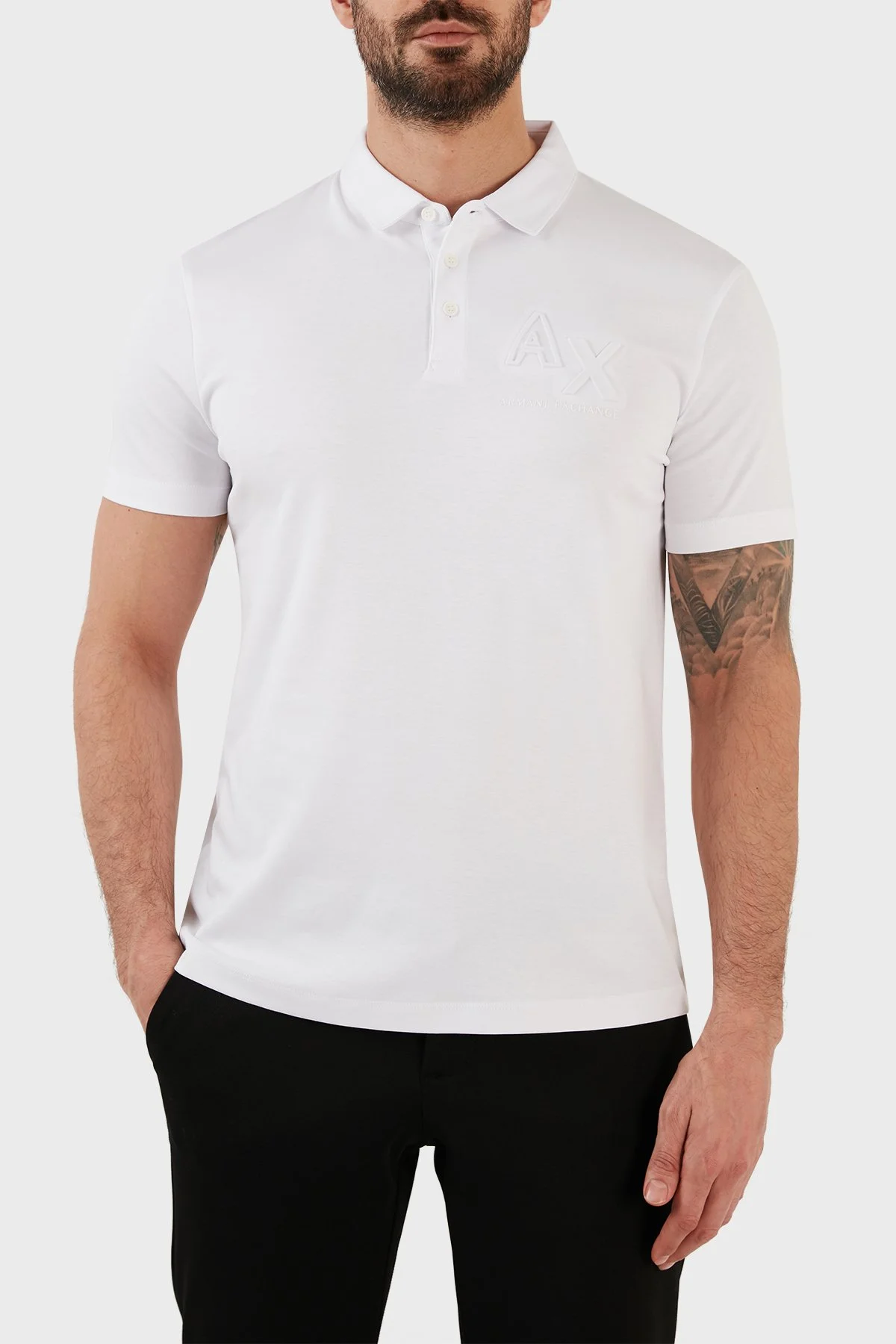 Armani Exchange Pamuklu Regular Fit Polo T Shirt Erkek Polo Yaka T Shirt 3RZFHE ZJZEZ 1100 BEYAZ - 1
