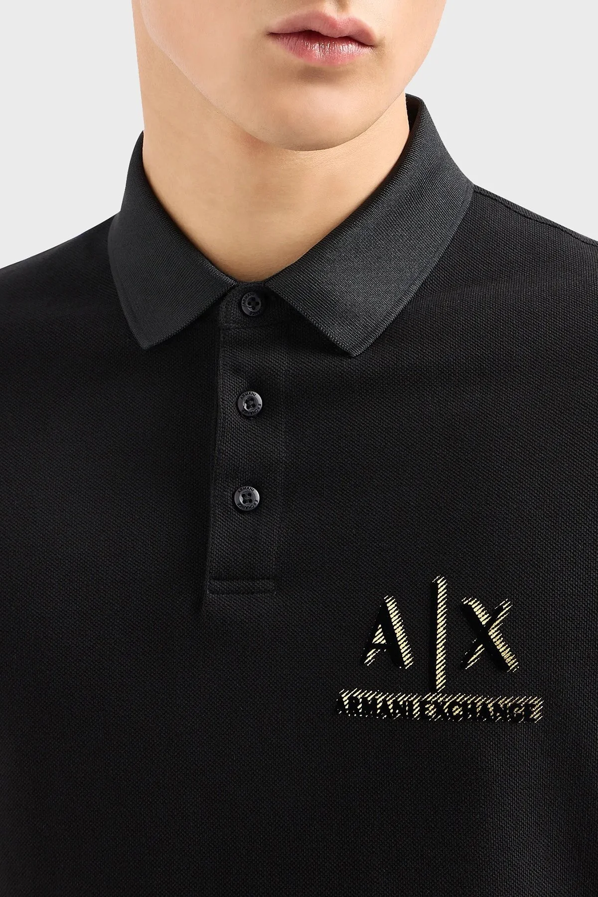 Armani Exchange Pamuklu Regular Fit Erkek Polo Yaka T Shirt 3DZFSB ZJM5Z 1200 SİYAH - 4