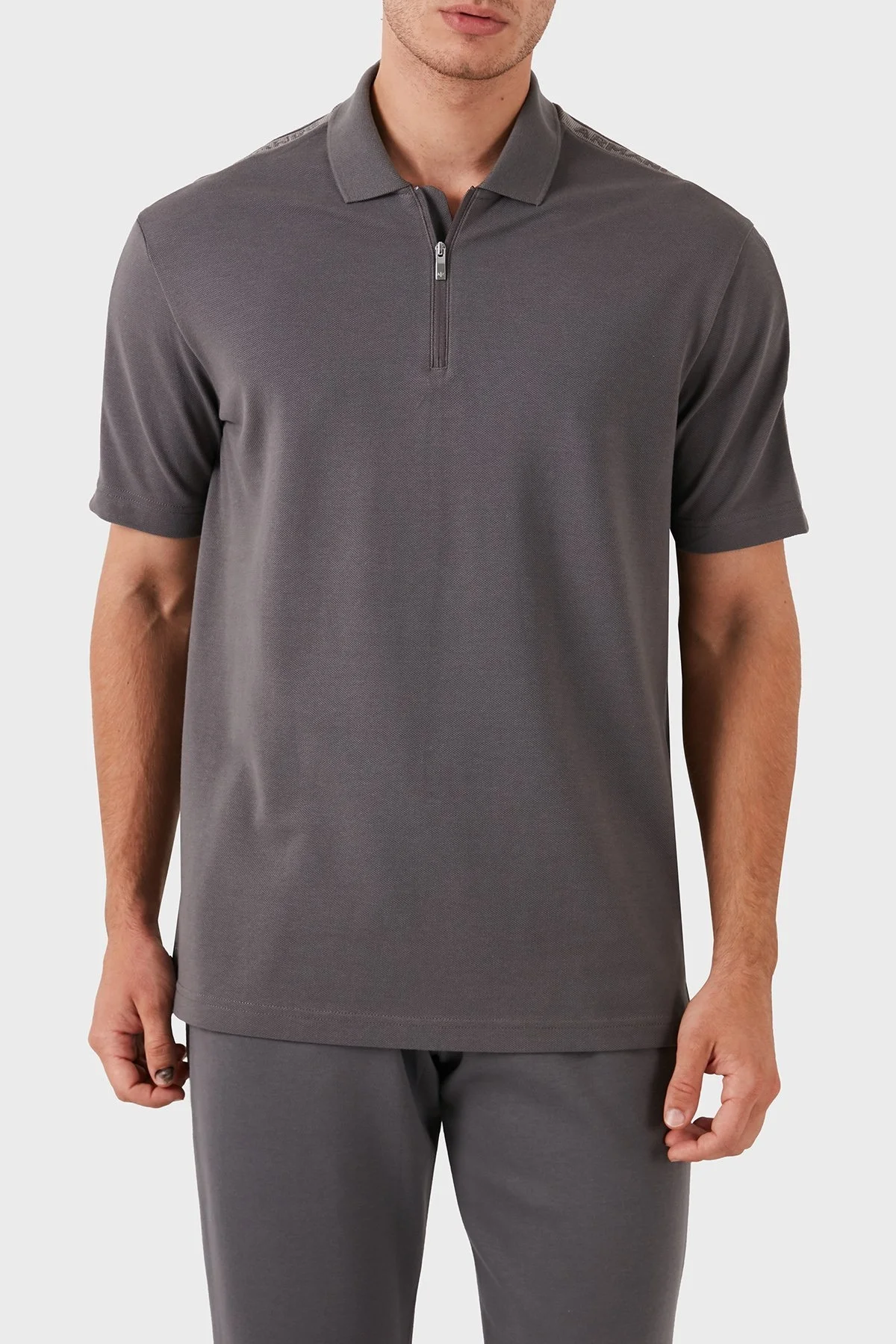 Armani Exchange Pamuklu Regular Fit Erkek Polo Yaka T Shirt 6DZFLC ZJM5Z 19AA GRİ - 1