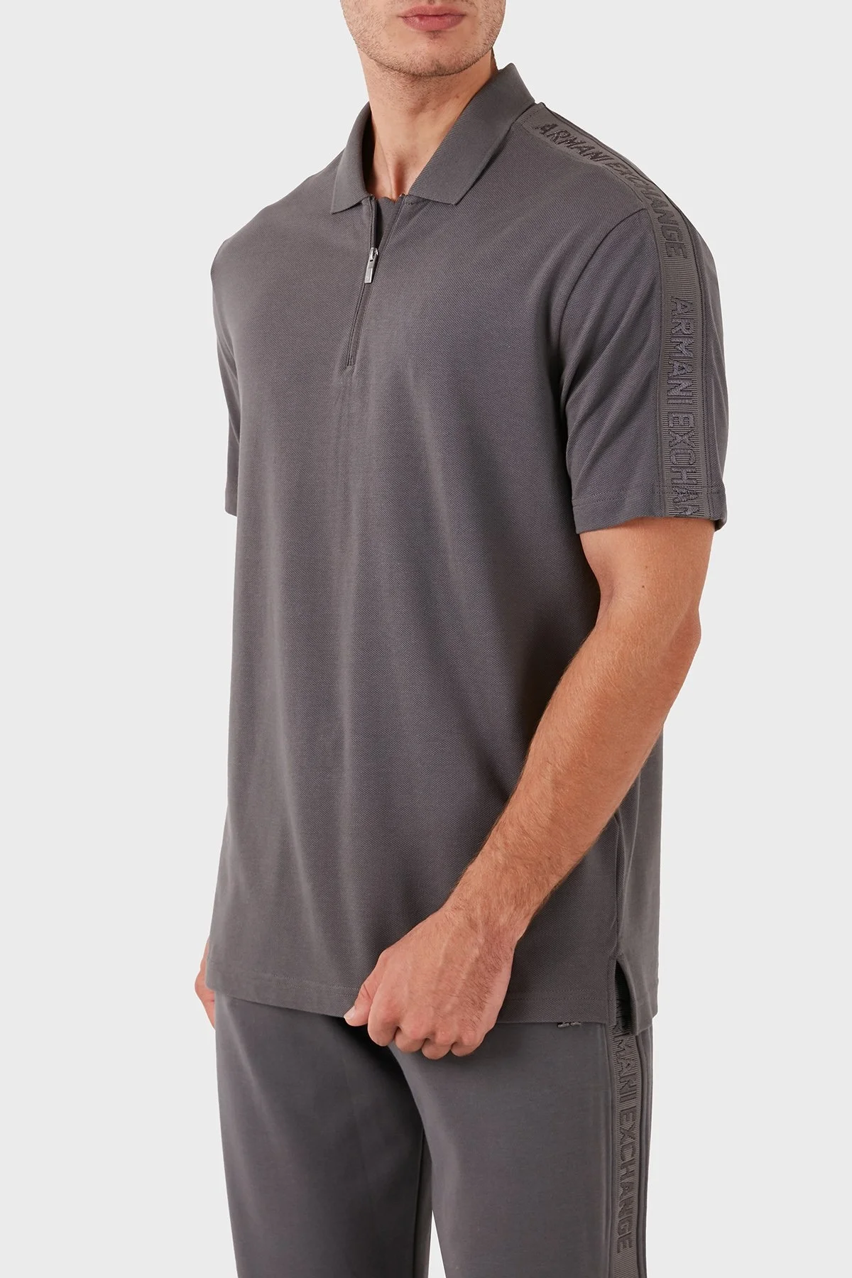 Armani Exchange Pamuklu Regular Fit Erkek Polo Yaka T Shirt 6DZFLC ZJM5Z 19AA GRİ - 4