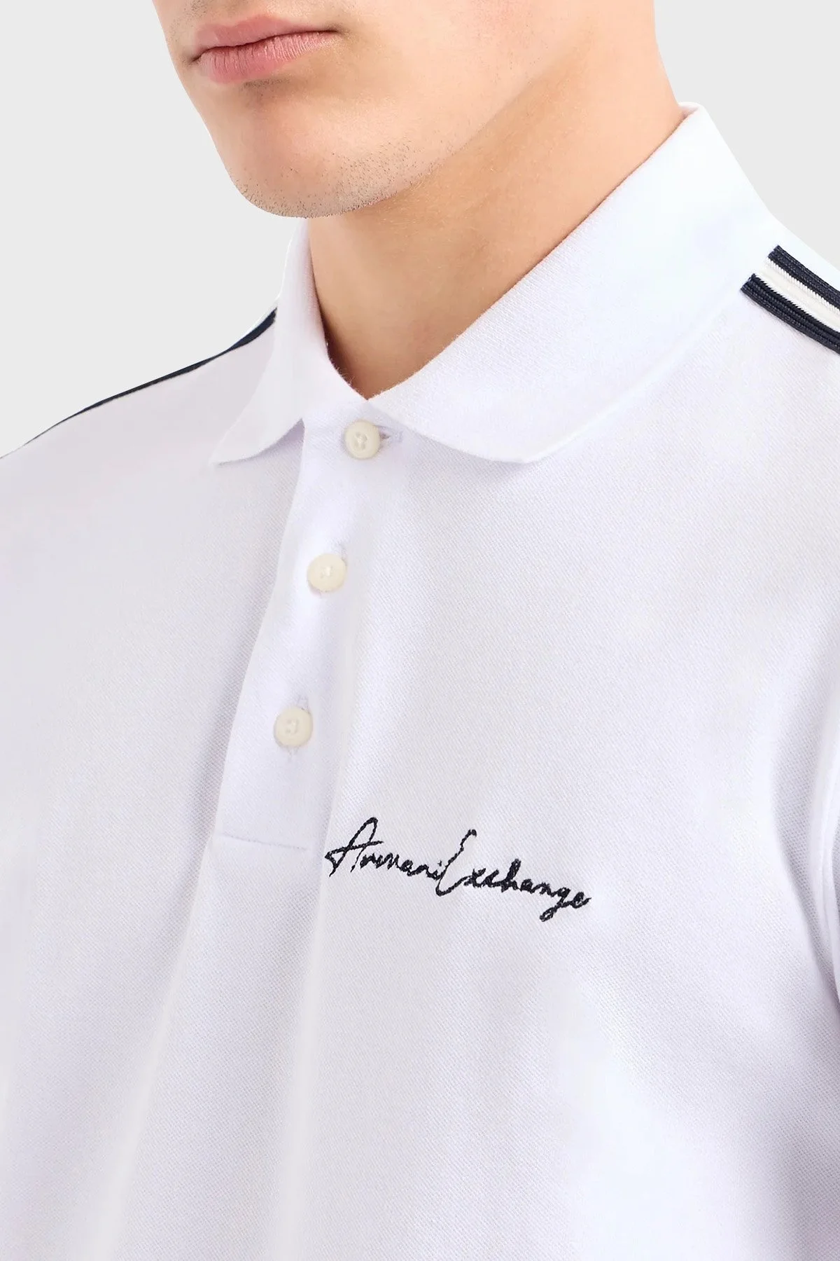 Armani Exchange Pamuklu Regular Fit Erkek Polo Yaka T Shirt 8NZFSG ZJ81Z 1100 BEYAZ - 4