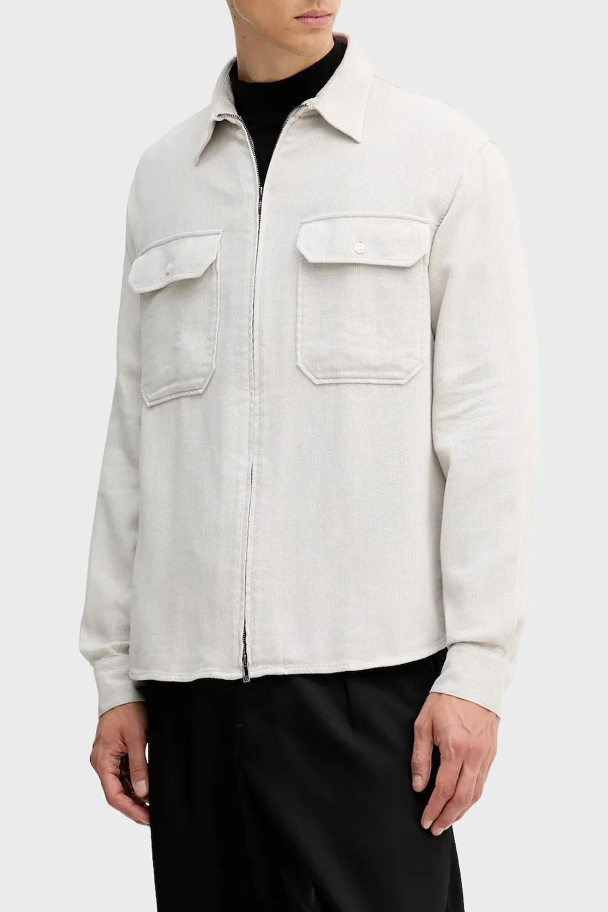 Armani Exchange Pamuklu Regular Fit Fermuarlı Cepli Erkek Gömlek XM001140 AF16611 F1020 EKRU - 1