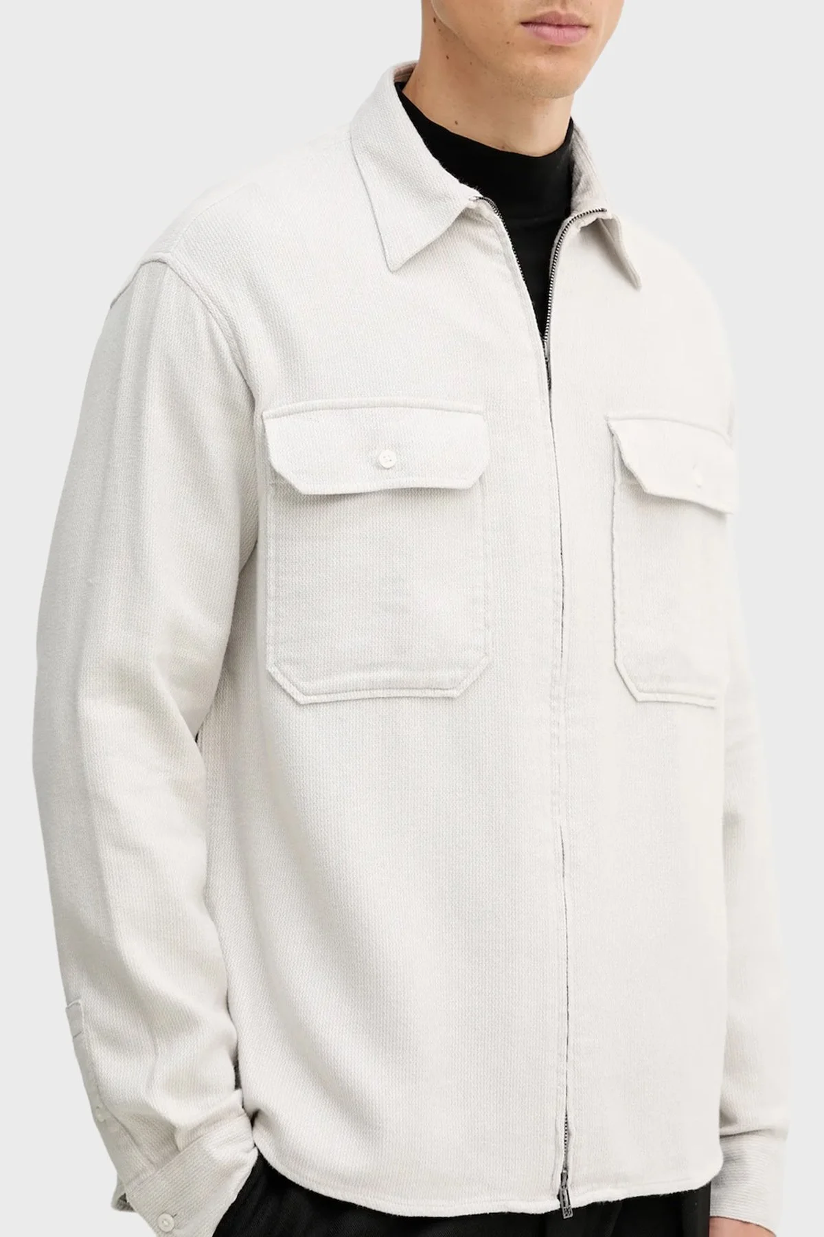 Armani Exchange Pamuklu Regular Fit Fermuarlı Cepli Erkek Gömlek XM001140 AF16611 F1020 EKRU - 4