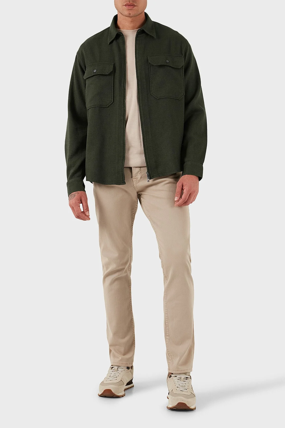 Armani Exchange Pamuklu Regular Fit Fermuarlı Cepli Erkek Gömlek XM001140 AF16611 F8022 KAHVE - 2