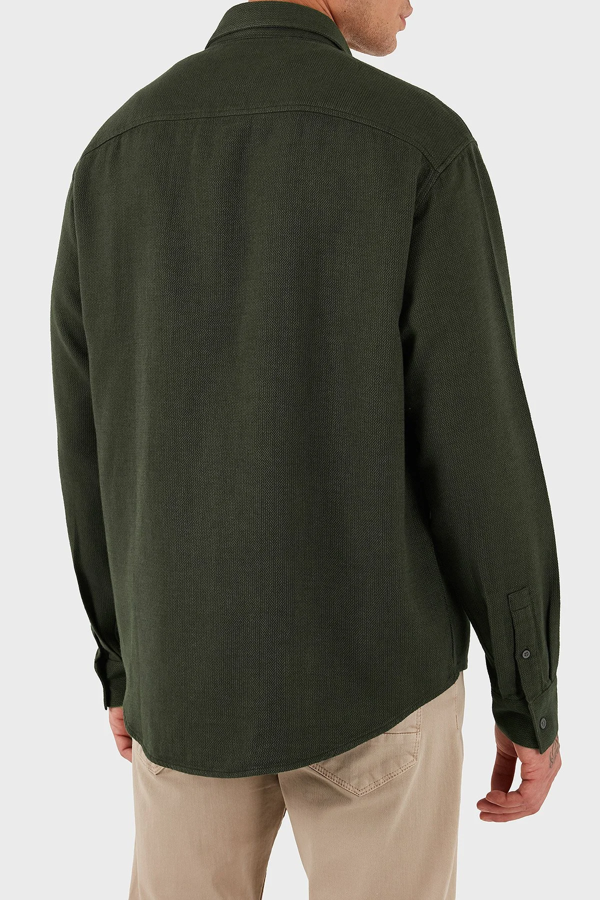 Armani Exchange Pamuklu Regular Fit Fermuarlı Cepli Erkek Gömlek XM001140 AF16611 F8022 KAHVE - 3