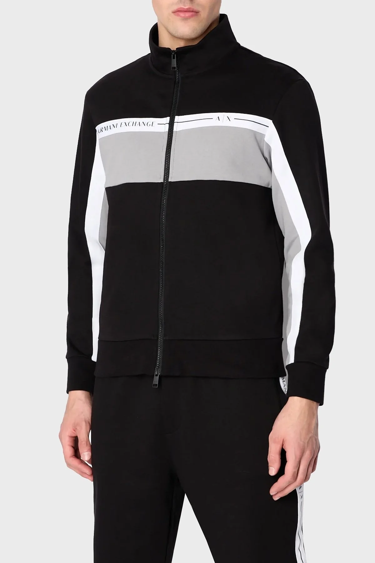 Armani Exchange Pamuklu Regular Fit Fermuarlı Dik Yaka Erkek Sweat 3RZMFC ZJDEZ 52AF SİYAH - 1