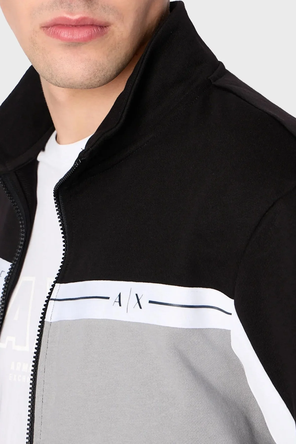 Armani Exchange Pamuklu Regular Fit Fermuarlı Dik Yaka Erkek Sweat 3RZMFC ZJDEZ 52AF SİYAH - 4
