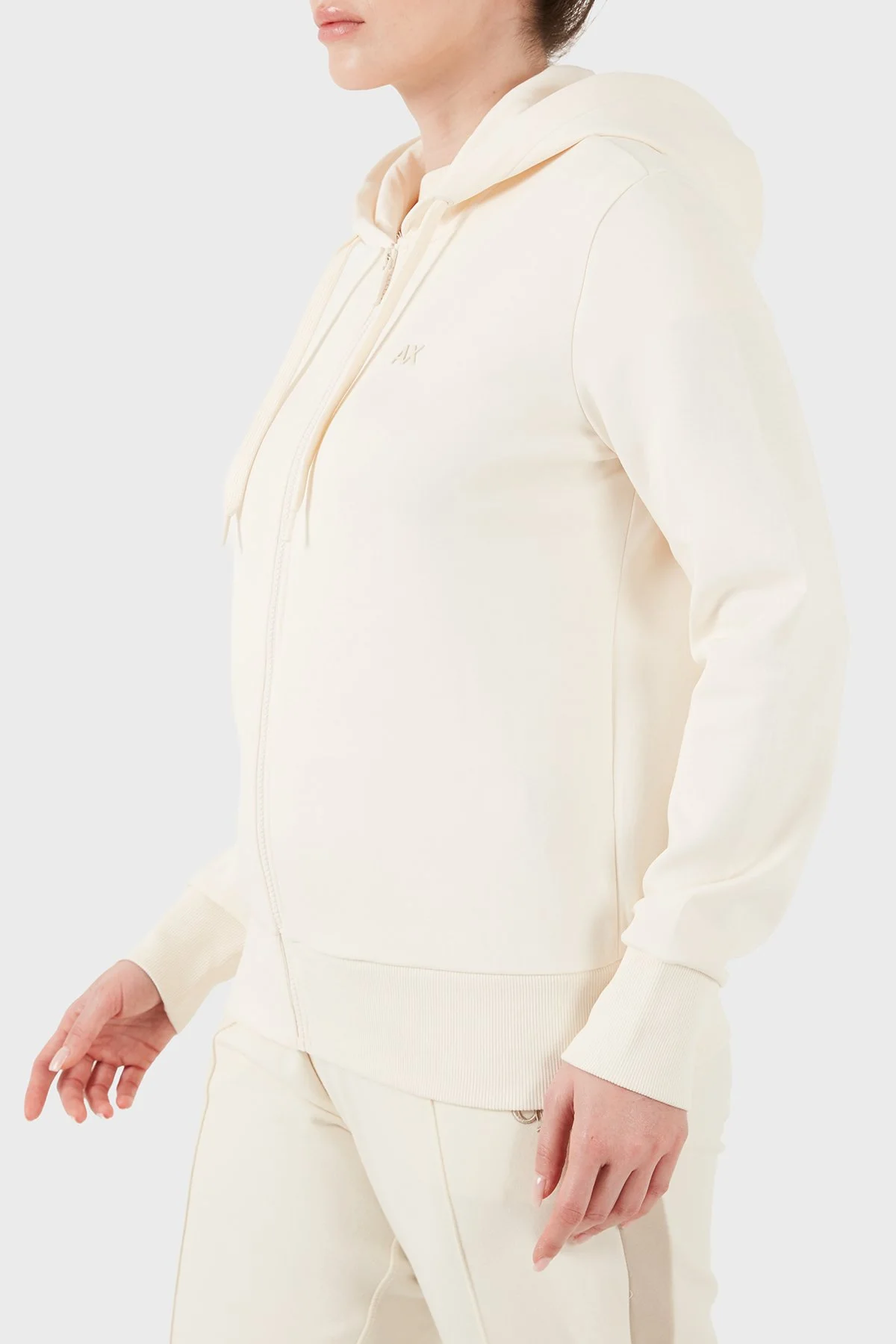 Armani Exchange Pamuklu Regular Fit Fermuarlı Kapüşon Yaka Kadın Sweat XW002843 AF10818 U1003 EKRU - 5