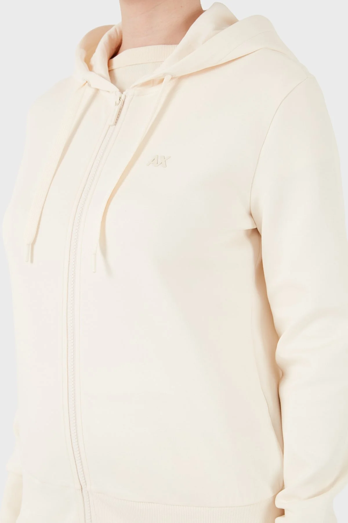 Armani Exchange Pamuklu Regular Fit Fermuarlı Kapüşon Yaka Kadın Sweat XW002843 AF10818 U1003 EKRU - 6