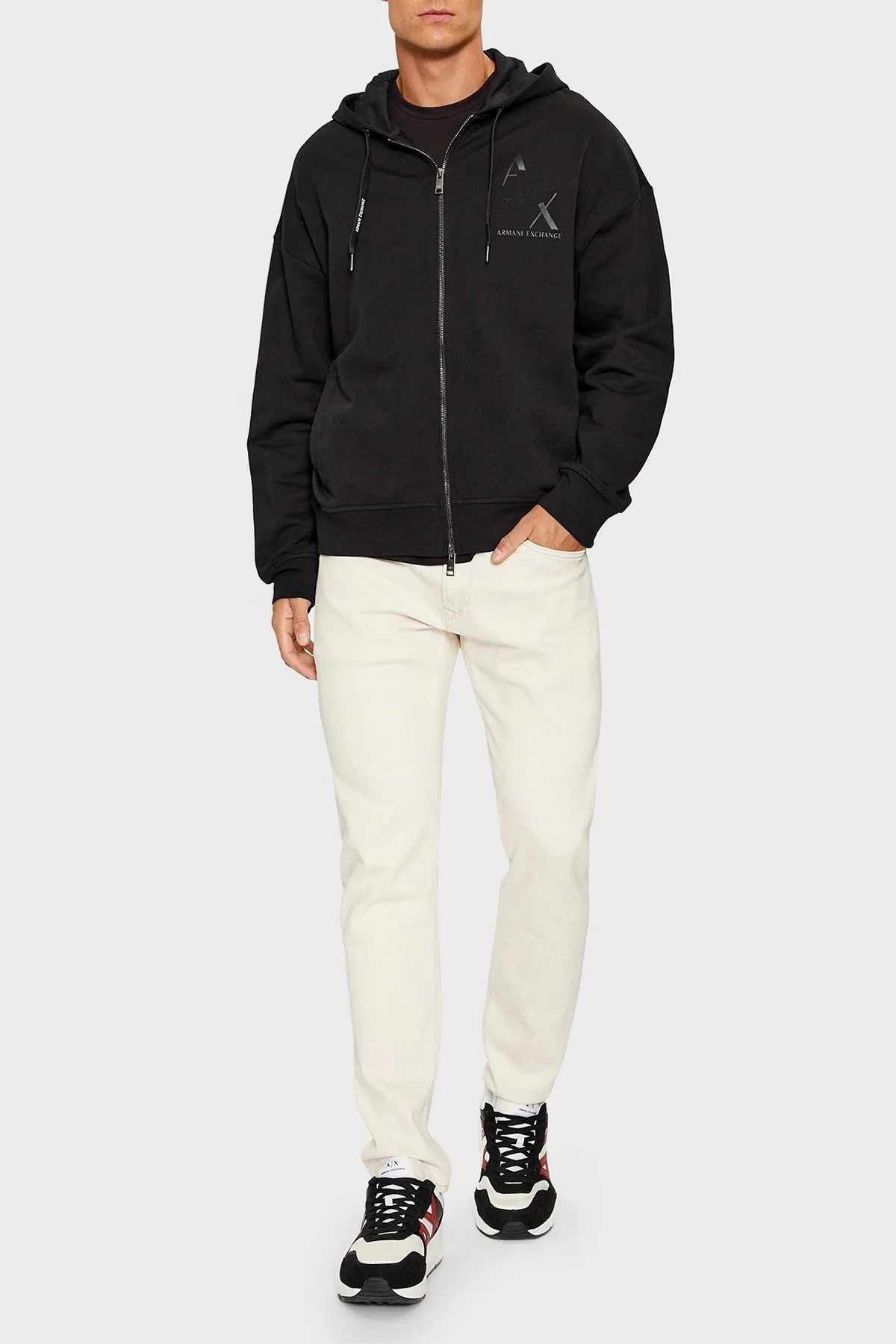 Armani Exchange Pamuklu Regular Fit Fermuarlı Kapüşonlu Erkek Sweat 6RZMAL ZJ9KZ 1200 SİYAH - 3