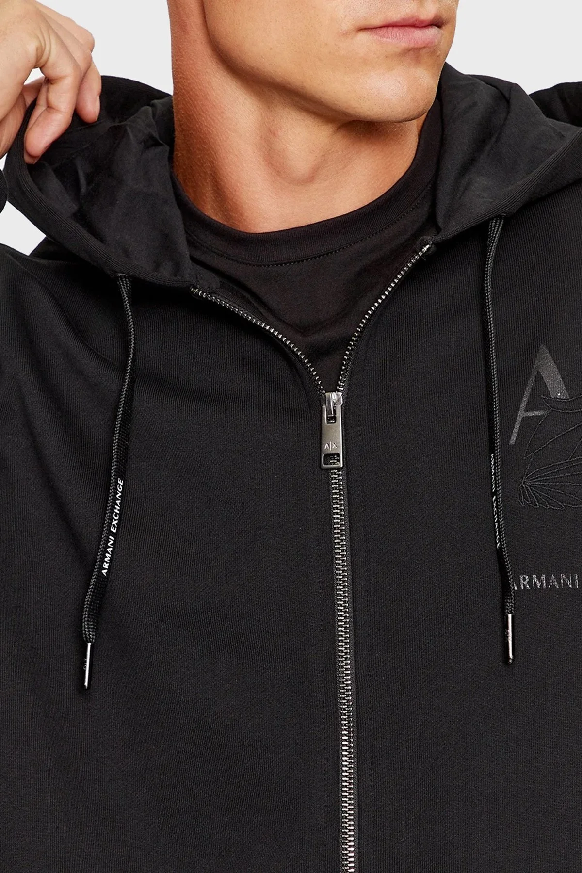 Armani Exchange Pamuklu Regular Fit Fermuarlı Kapüşonlu Erkek Sweat 6RZMAL ZJ9KZ 1200 SİYAH - 4