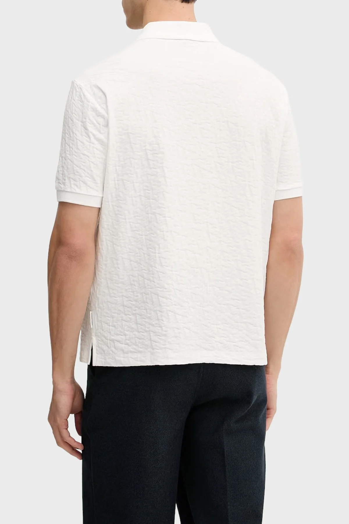 Armani Exchange Pamuklu Regular Fit Jakarlı Düğmeli Erkek Polo XM002346 AF10337 U0009 Beyaz - 3