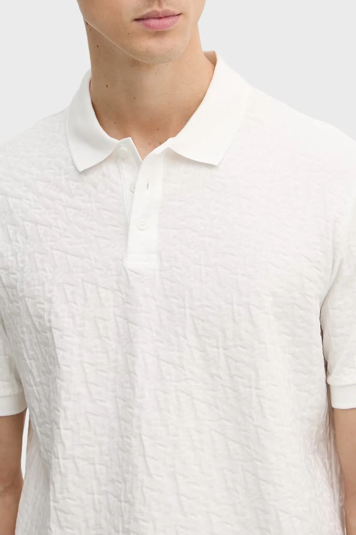 Armani Exchange Pamuklu Regular Fit Jakarlı Düğmeli Erkek Polo XM002346 AF10337 U0009 Beyaz - 4