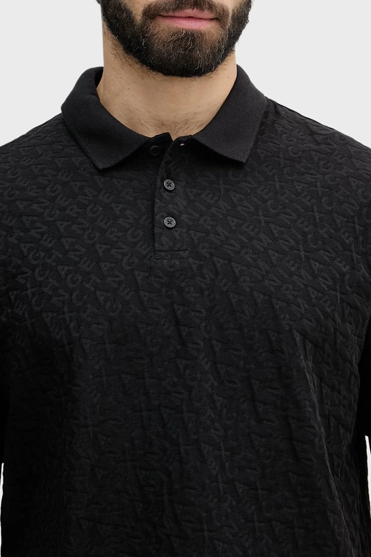 Armani Exchange Pamuklu Regular Fit Jakarlı Düğmeli Erkek Polo XM002346 AF10337 UC001 SİYAH - 4