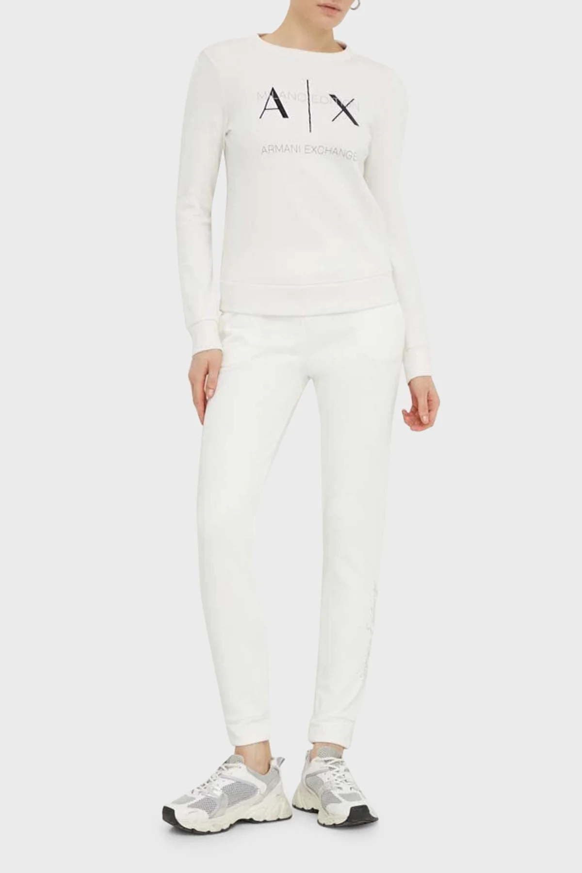 Armani Exchange Pamuklu Regular Fit Jogger Spor Bayan Pantolon 3DYP76 YJFFZ 1125 BEYAZ - 3