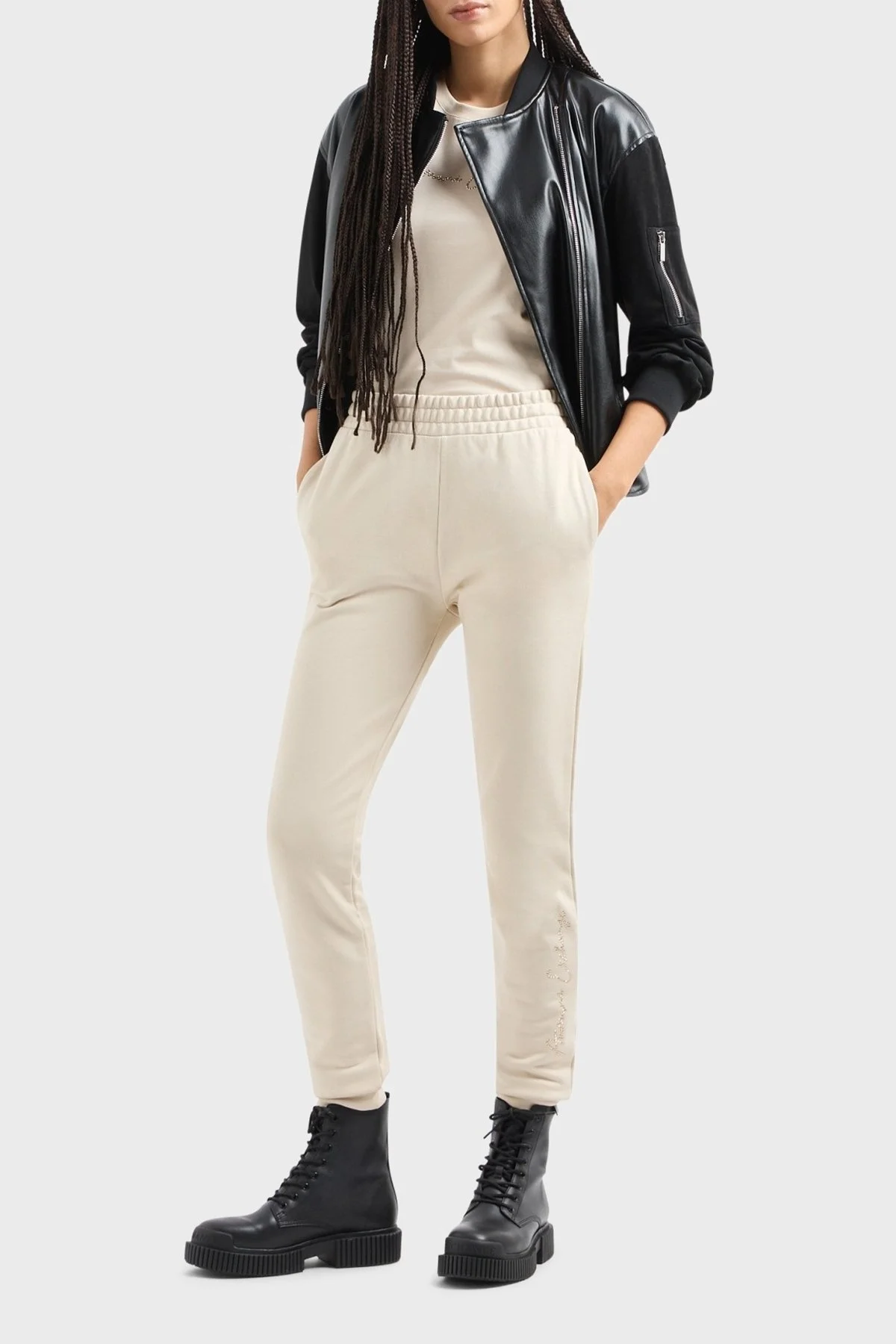 Armani Exchange Pamuklu Regular Fit Jogger Spor Bayan Pantolon 3DYP76 YJFFZ 1787 BEJ - 2