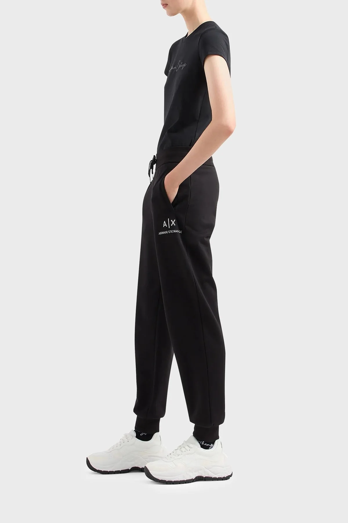 Armani Exchange Pamuklu Regular Fit Jogger Spor Bayan Pantolon 3DYPAG YJ68Z 1200 SİYAH - 3