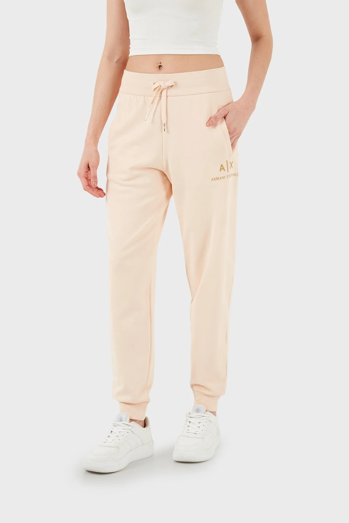 Armani Exchange Pamuklu Regular Fit Jogger Spor Bayan Pantolon 3DYPAG YJ68Z 14BD PUDRA - 8
