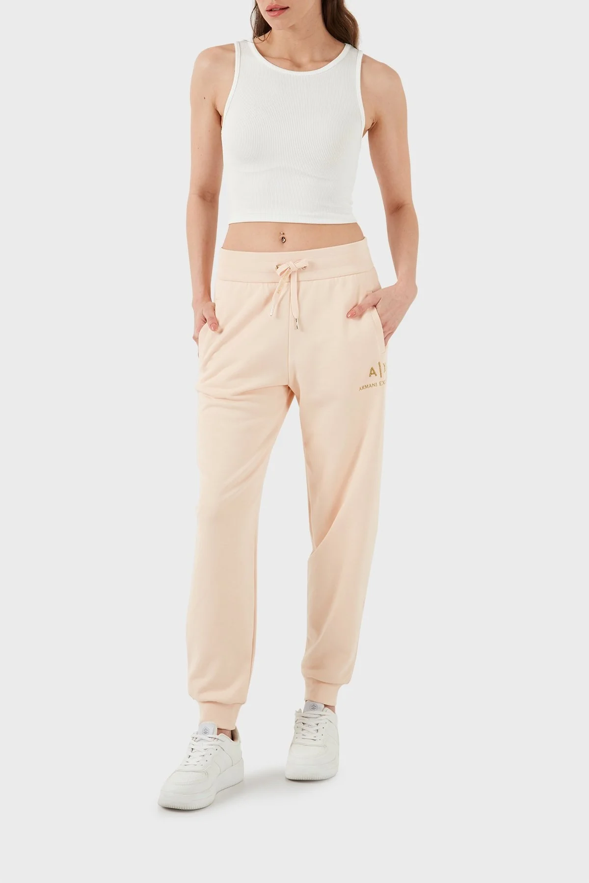 Armani Exchange Pamuklu Regular Fit Jogger Spor Bayan Pantolon 3DYPAG YJ68Z 14BD PUDRA - 9