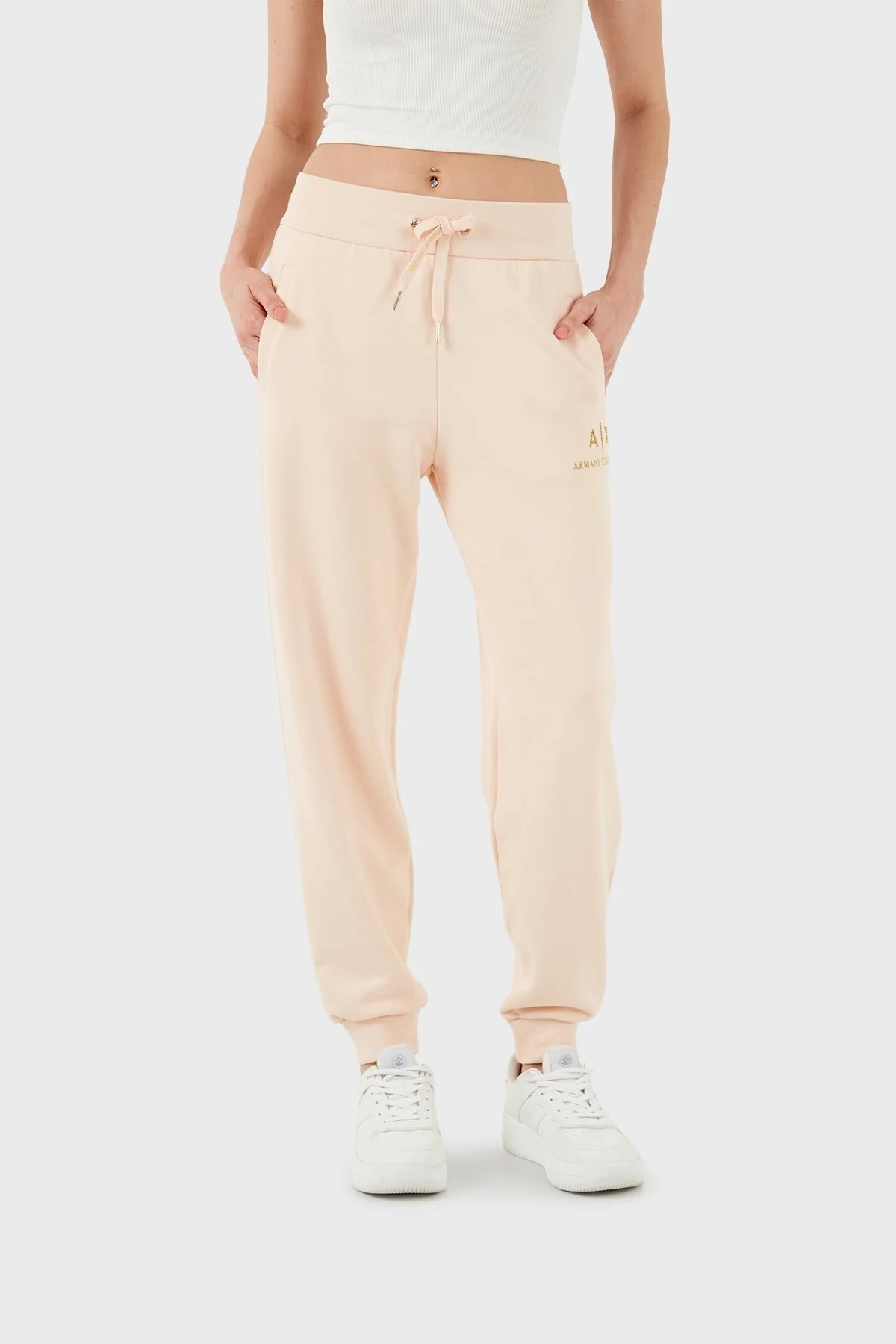Armani Exchange Pamuklu Regular Fit Jogger Spor Bayan Pantolon 3DYPAG YJ68Z 14BD PUDRA - 11
