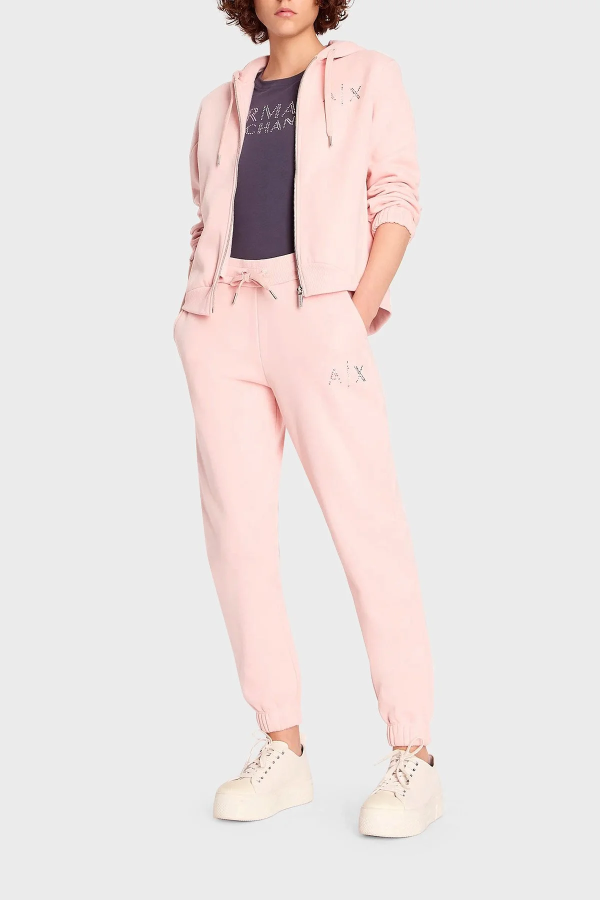 Armani Exchange Pamuklu Regular Fit Jogger Spor Kadın Pantolon 6RYP94 YJEFZ 7415 PEMBE - 2