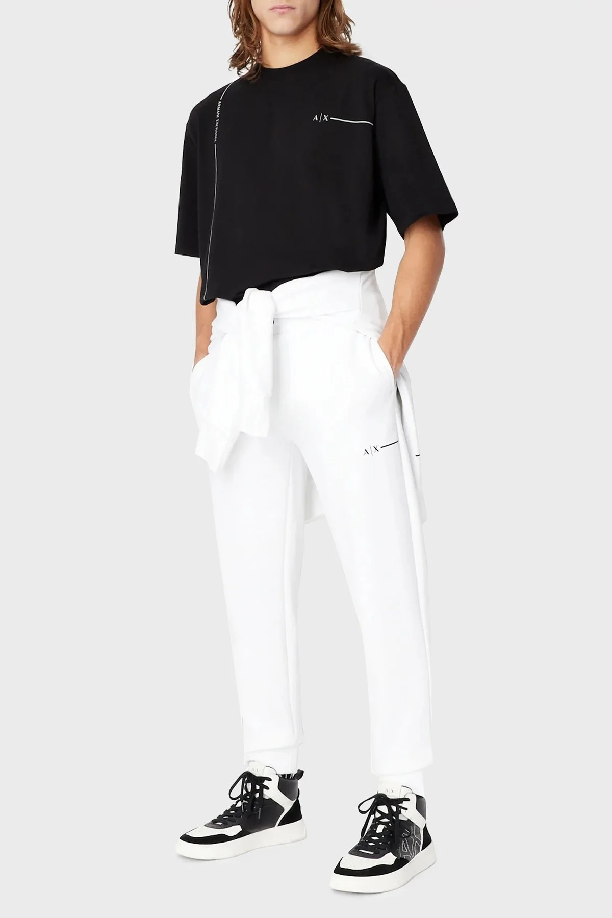 Armani Exchange Pamuklu Regular Fit Jogger Spor Erkek Pantolon 3RZPBB ZJCAZ 1100 BEYAZ - 3