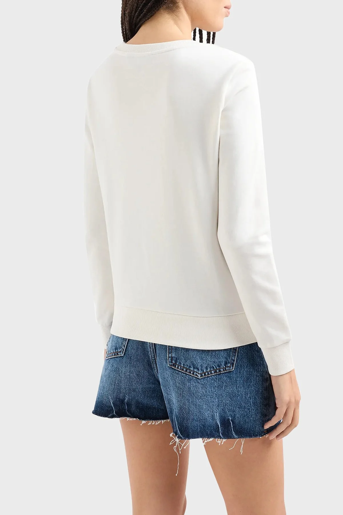 Armani Exchange Pamuklu Regular Fit Bisiklet Yaka Kadın Sweat 3DYM92 YJFDZ 1125 BEYAZ - 3