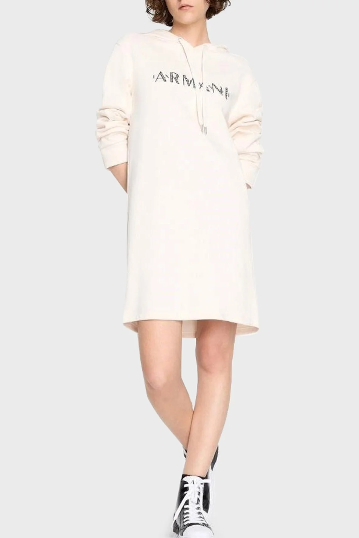 Armani Exchange Pamuklu Regular Fit Kapüşonlu Bayan Elbise 6RYA81 YJDBZ 1130 BEYAZ - 5