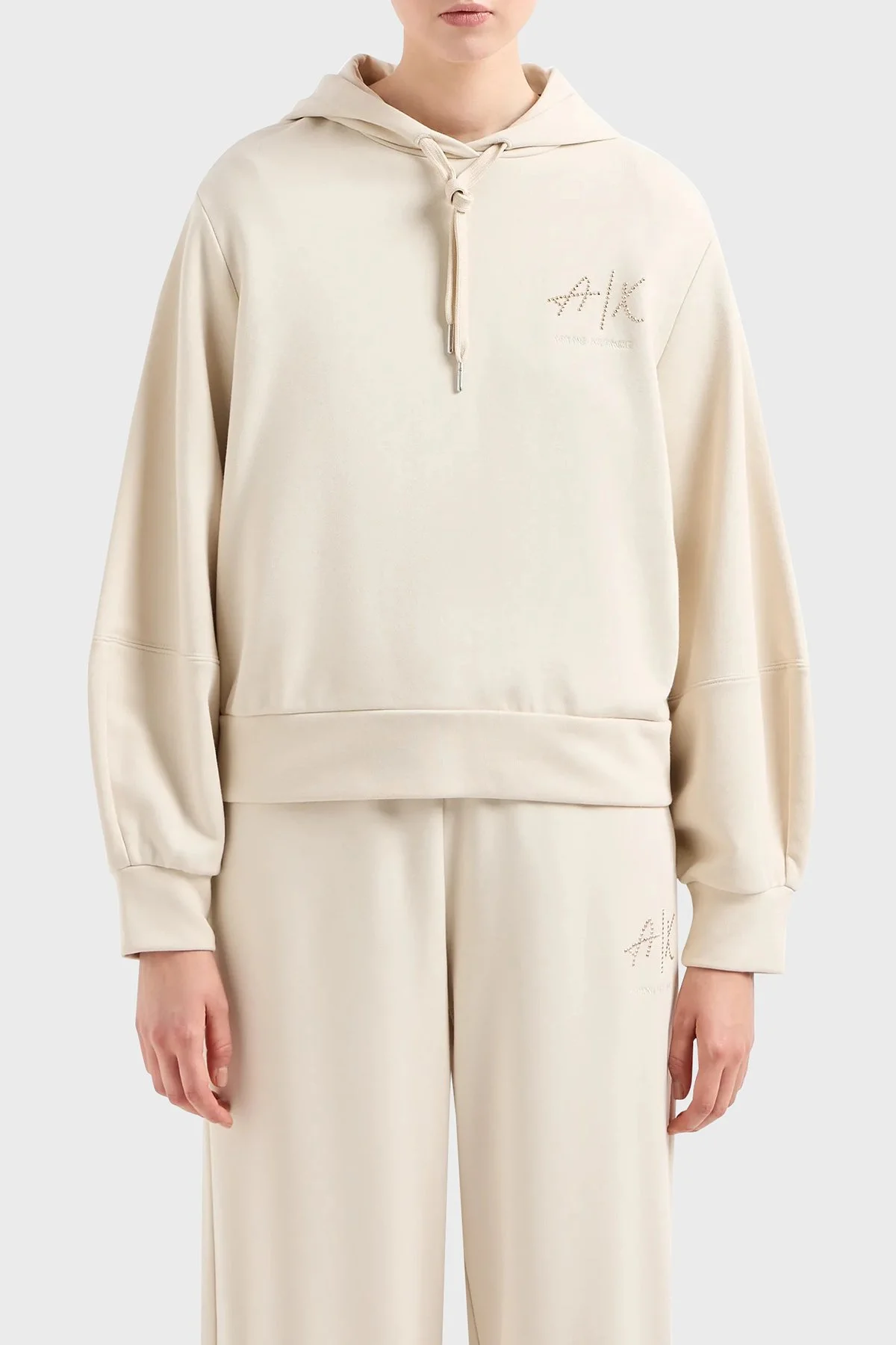 Armani Exchange Pamuklu Regular Fit Kapüşonlu Kadın Sweat 3DYM12 YJFFZ 1787 BEJ - 1