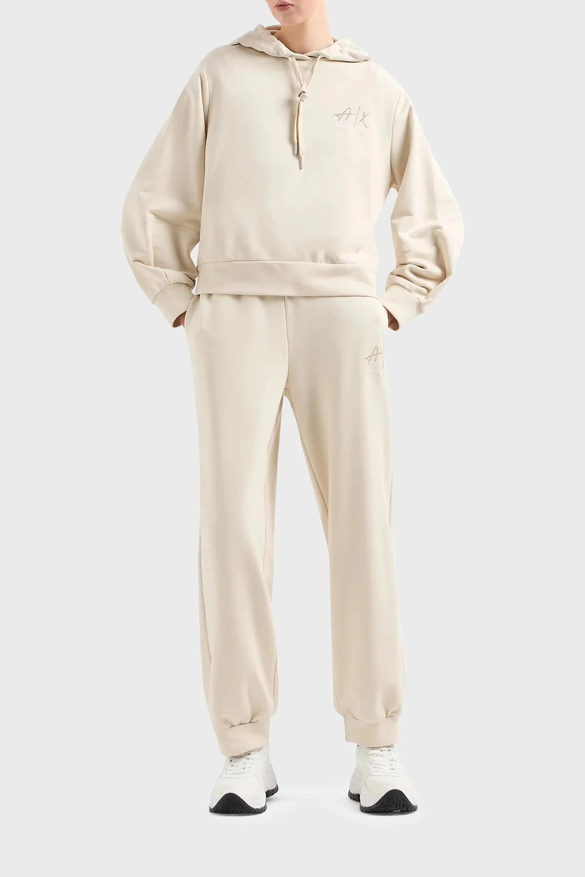 Armani Exchange Pamuklu Regular Fit Kapüşonlu Kadın Sweat 3DYM12 YJFFZ 1787 BEJ - 2