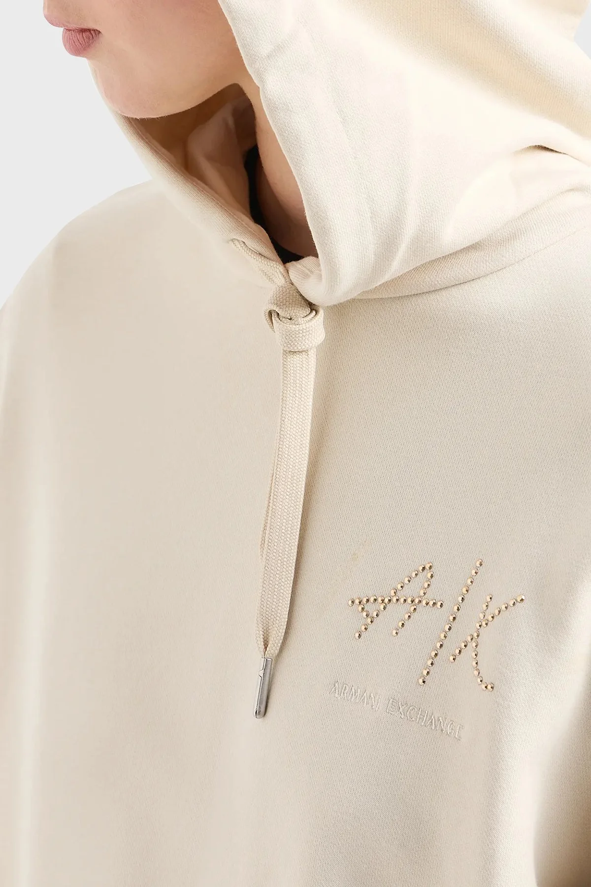 Armani Exchange Pamuklu Regular Fit Kapüşonlu Kadın Sweat 3DYM12 YJFFZ 1787 BEJ - 4