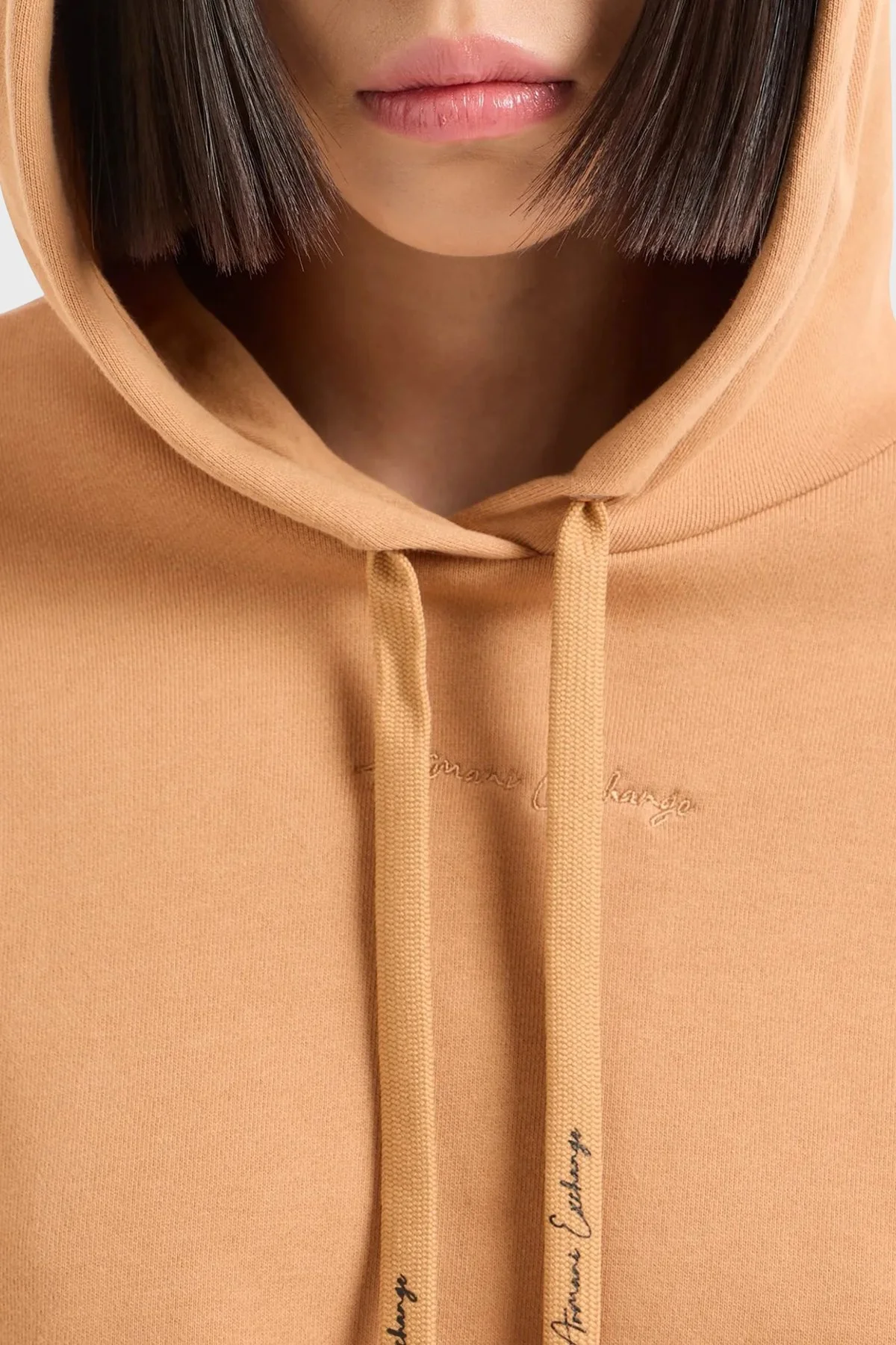 Armani Exchange Pamuklu Regular Fit Kapüşonlu Crop Kadın Sweat 6DYM71 YJEEZ 1788 Tarçın - 2