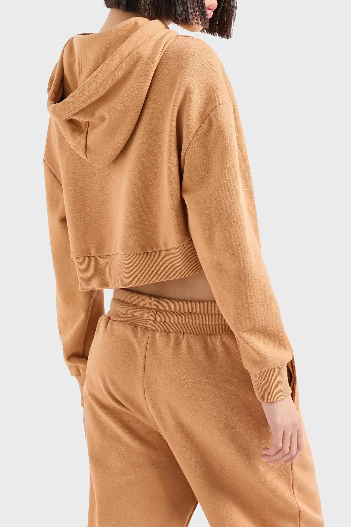 Armani Exchange Pamuklu Regular Fit Kapüşonlu Crop Kadın Sweat 6DYM71 YJEEZ 1788 Tarçın - 3