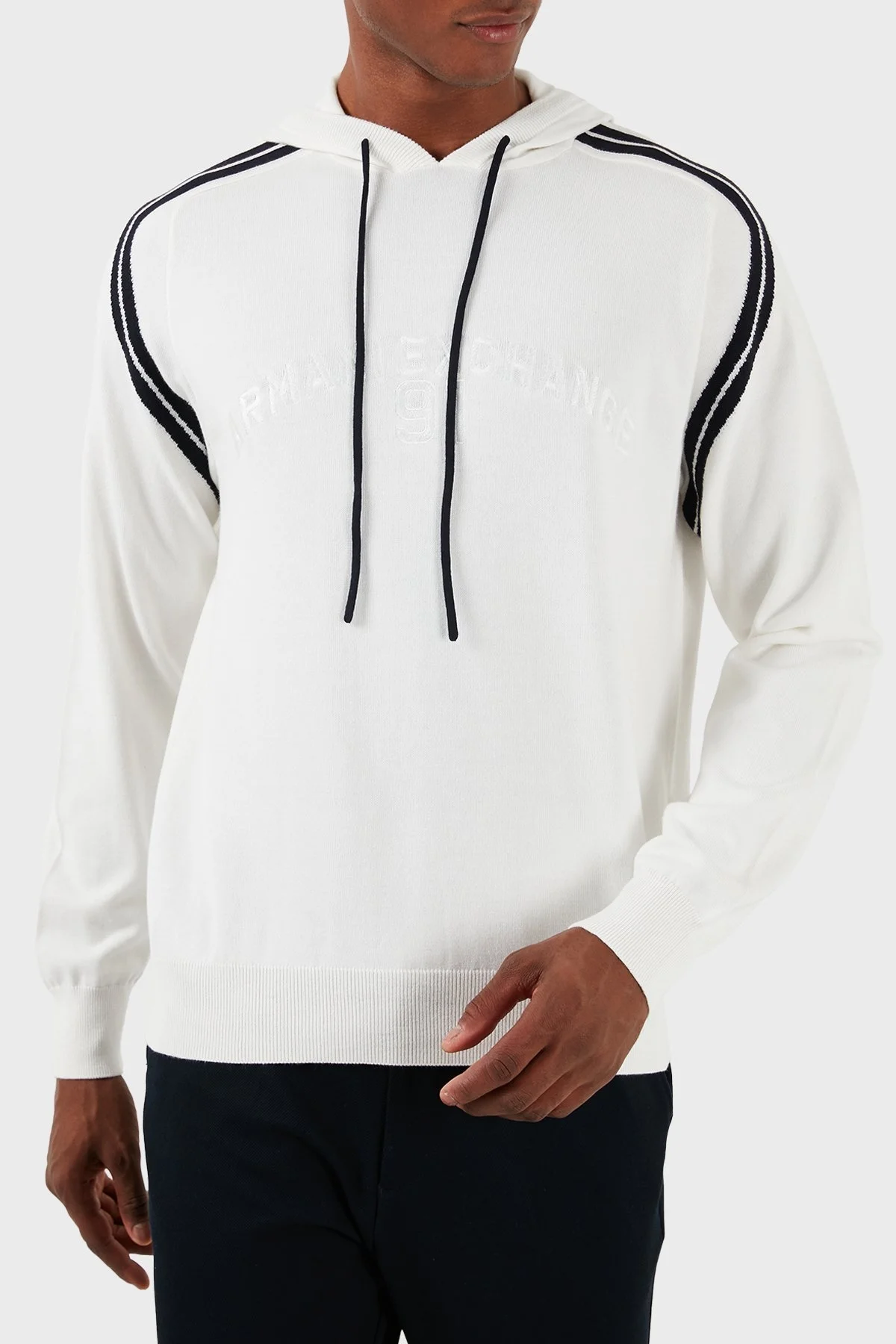 Armani Exchange Pamuklu Regular Fit Kapüşonlu Erkek Kazak 3DZM6B ZMQ7Z 1116 BEYAZ - 1