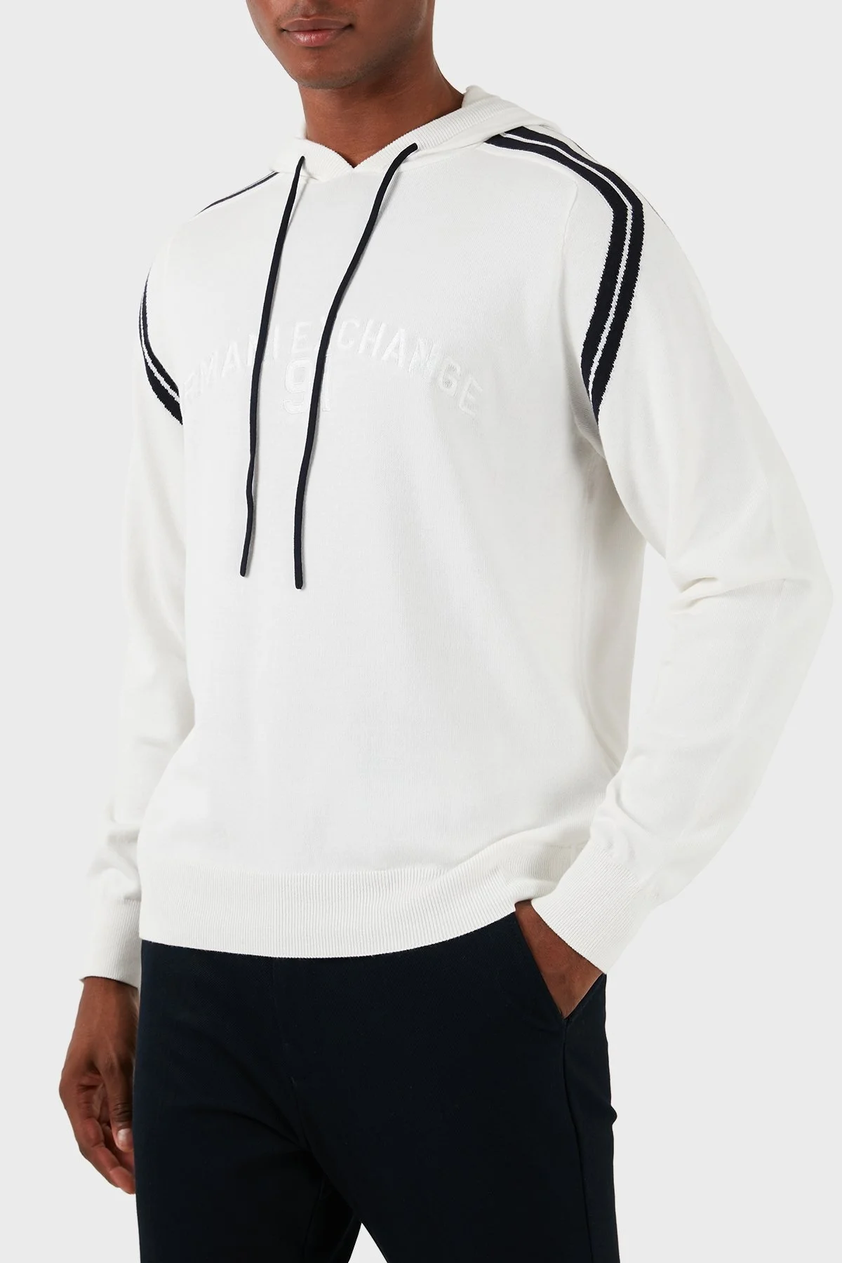 Armani Exchange Pamuklu Regular Fit Kapüşonlu Erkek Kazak 3DZM6B ZMQ7Z 1116 BEYAZ - 5