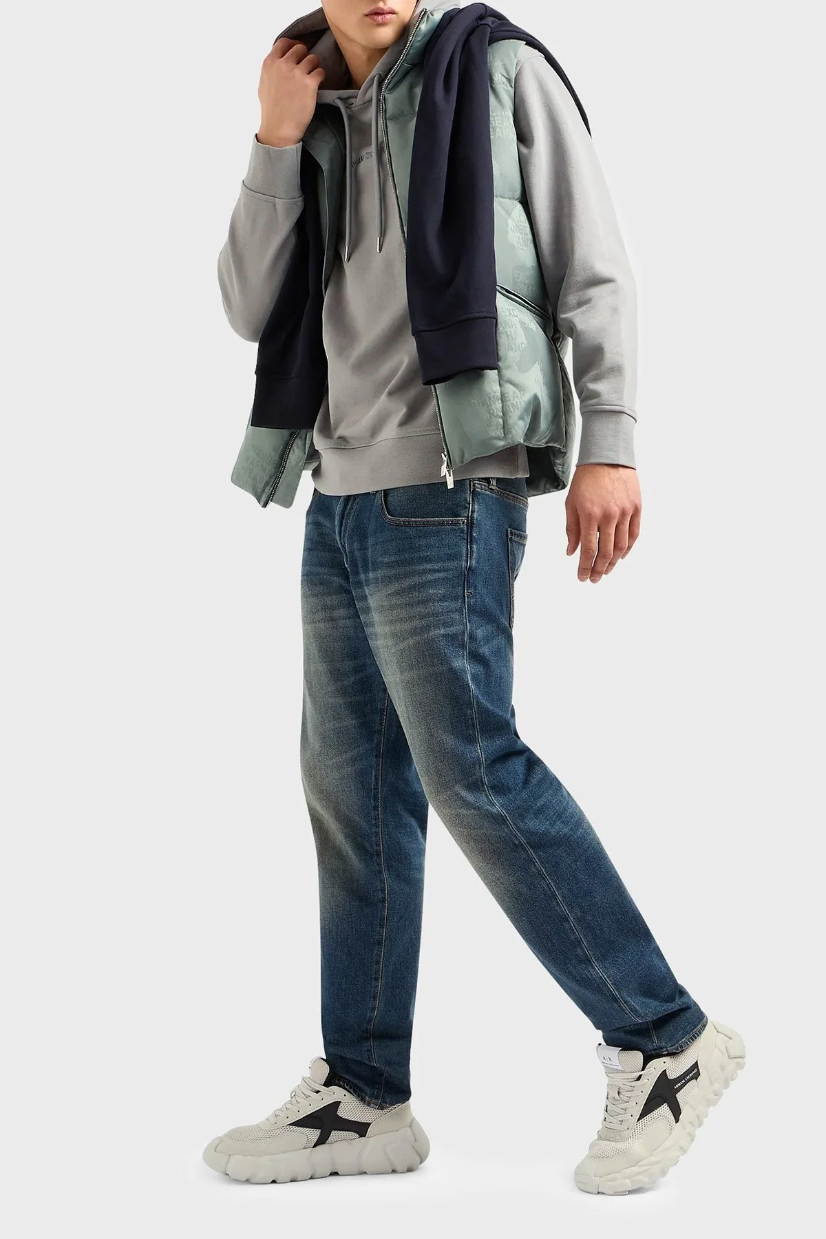 Armani Exchange Pamuklu Regular Fit Kapüşonlu Erkek Sweat 3DZMLF ZJ4XZ 1996 GRİ - 7