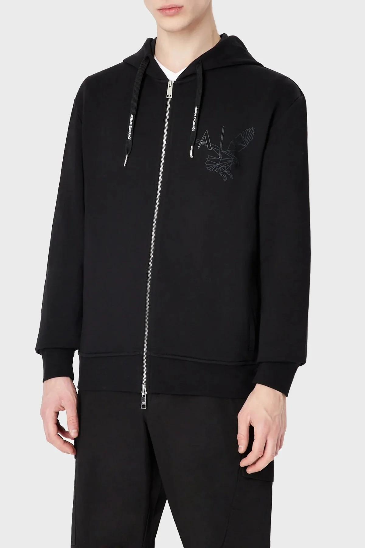Armani Exchange Pamuklu Regular Fit Kapüşonlu Erkek Sweat 3RZMAP ZJTDZ 1200 SİYAH - 1