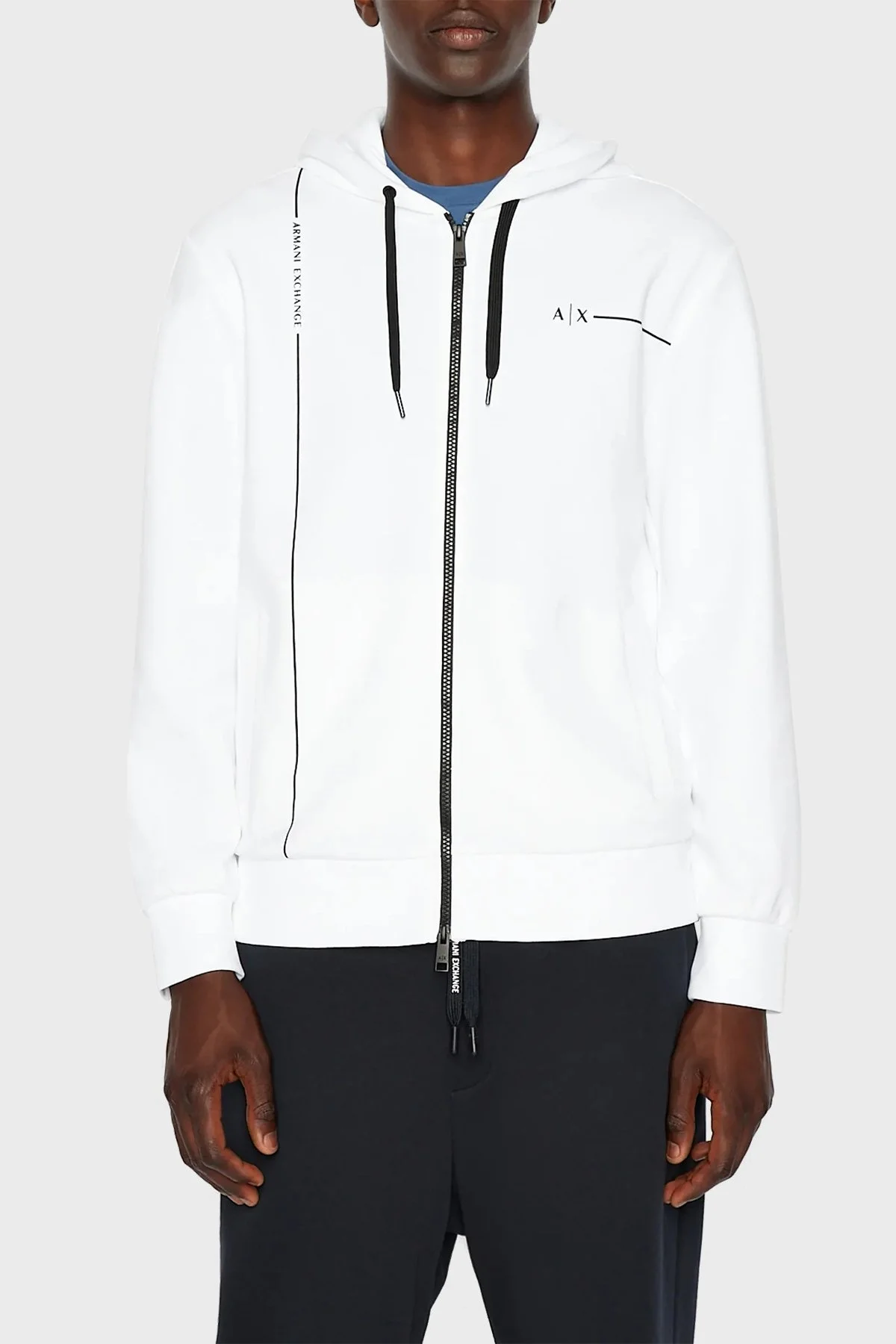 Armani Exchange Pamuklu Regular Fit Kapüşonlu Erkek Sweat 3RZMBB ZJCAZ 1100 BEYAZ - 5