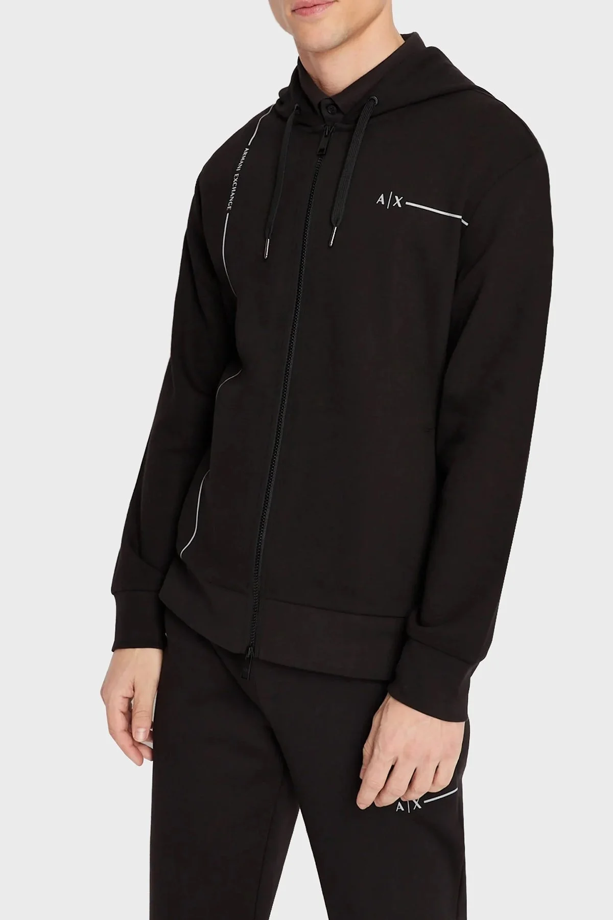 Armani Exchange Pamuklu Regular Fit Kapüşonlu Erkek Sweat 3RZMBB ZJCAZ 1200 SİYAH - 5