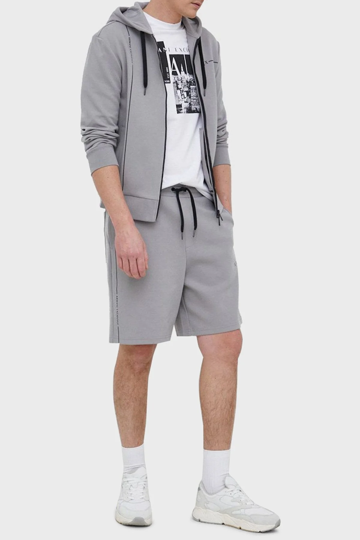 Armani Exchange Pamuklu Regular Fit Kapüşonlu Erkek Sweat 3RZMBB ZJCAZ 1913 GRİ - 8