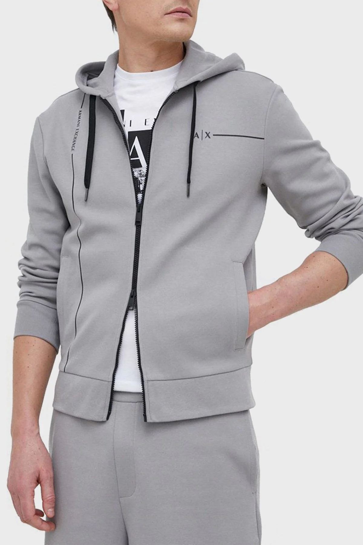 Armani Exchange Pamuklu Regular Fit Kapüşonlu Erkek Sweat 3RZMBB ZJCAZ 1913 GRİ - 1