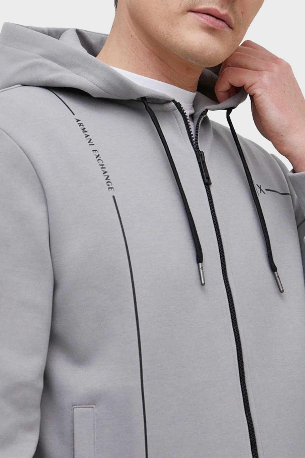 Armani Exchange Pamuklu Regular Fit Kapüşonlu Erkek Sweat 3RZMBB ZJCAZ 1913 GRİ - 3